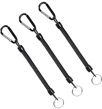 YiXuTag 3 Stück Spiral Schlüsselanhänger, Ausziehbare Schlüsselkette, Angeln Lanyards Bootfahren Seile, Karabiner Schlüsselanhänger mit Seil, Tool für Bootfahren, Kajak, Camping und Jagd