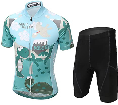 Amur Leopard Jersey Maillot de Ciclismo Camiseta de Bicicleta de Manga Corta + Pantalones Cortos Traje Ciclismo para Niños Niñas