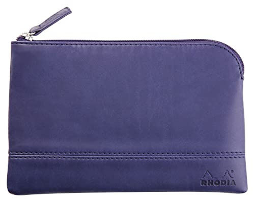 Rhodia 116537C - Rhodiarama pochette zippé en simili cuir italien - taille S (11x17 cm) BLEU NUIT