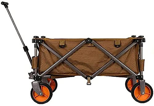 KNOXC Handwagen, G-Arden-Trolley Klappwagen, Strandwagen, Ladung Von 100 Kg Mit Bremse Und Rollenden Schwenkrädern-Strand Im Freien G-Arden Picknick/Braun