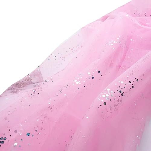 Wambere 160cm x 2m Tüll Stoff,Glitzer Tüll Dekostoff mit kleine Pailletten Dekostoff Tüll Stoff für Hochzeit Party Bankett Deko Handwerk Hochzeit Tischedeko Geschenk Bogen Dekostoff,Rosa