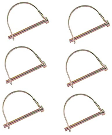 Happyyami 6pcs D-Type Safety Shaft Locking Pin Colour Zinc Plated Coupler Pin for Trailer Hitch Tractor Boat Lawn Mower Quick Release Spring Steel Corrosion Resistant