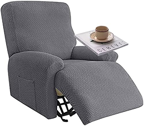 Sesselschoner für Relaxsessel 4-Teilig Alleine Waschen mit Seitentasche,Fernsehsessel Bezug Separat Gereinigt Stretch Husse Relaxsessel Sesselbezug Stretch,Elasthan ( Color : #33 , Size : 1 Sitzer )