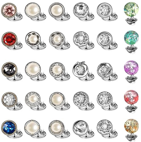 30 Pcs Dress Pin Modesty Pins, Shirt Brooch Buttons Cover Up Button Pin Retro Dress Buttons Non Sew Button Prevent Accidental Exposure Button for Clothes Cardigan Women