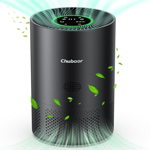 Chuboor Luftreiniger Allergiker, HEPA Luftfilter gegen Schimmel, Staub und Tierhaare 185m³/h CADR für Schlafzimmer bis zu 40m², Luftqualitätsanzeige, Auto-Modus, 3 Geschwindigkeiten, 25dB