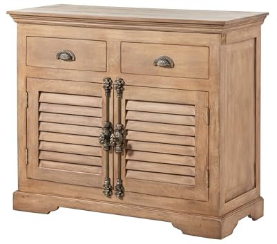 MASSIVMOEBEL24.DE | Toulouse Sideboard aus Massivholz #07 | aus Mangoholz - beige, geölt | 2 Schubladen - 2 Fächer | 107x45x90 cm | Kommode Tv-Sideboard Wohnzimmer-Schrank | Landhausstil