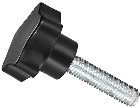 CoCud Stern Klemmknöpfe M12 x 50mm Stecker Gewinde Plastik Schwarz | 1Stk, Daumen Schraube Griffe Hand Knöpfe Gewinde Bolzen, 48mm Kopf, für Drehmaschinen