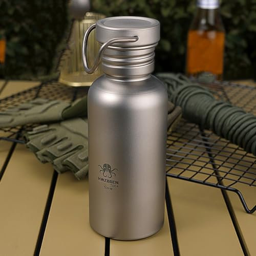Pure Sport-Trinkflasche, auslaufsicher, Titan-Wasserflasche mit Schraubverschluss und Silikondichtung für den Außenbereich (500 ml)