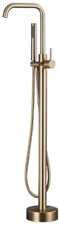 BiaoTeng Badewannenarmatur Freistehend Badewannenarmatur Mit Handbrause Messing 360° Drehung Duschset Freistehende Badewanne Mit Armatur, Gebürstetes Gold