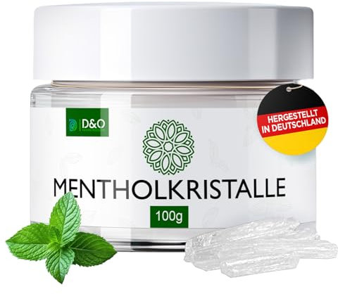 D&O Nature Products Mentholkristalle Sauna 100g, Saunakristalle aus 100% reiner Minze, Menthol Kristalle als Saunaaufguss in wiederverschließbarer Dose, Sauna Zubehör Geschenk