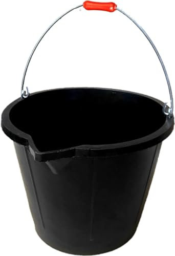 U&B14L Black Flexible Bucket Heavy Duty Black Rubber Builders Bucket 3 Gallon 14 Litre Water Mixing Storage Strong Handle and Spout Ideal for Construction Trade Heavy Duty Bucket