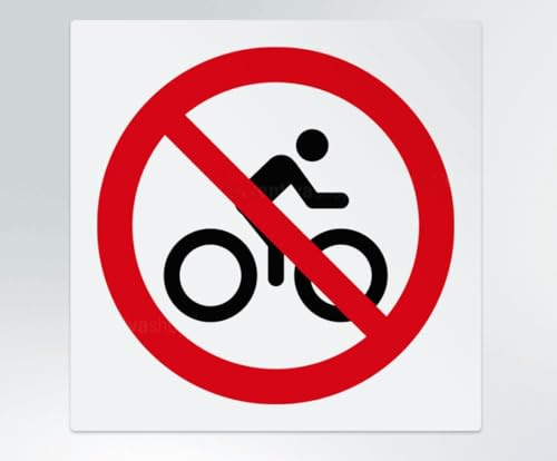 GLOBAL CARTELLO SEGNALETICO QUADRATO - Divieto di transito alle bici - segnale Adesivo Extra Resistente, Pannello in Forex, Pannello In Alluminio (Pannello in Plastica, 30 cm Lato)
