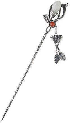 Haarschmuck, Vintage-Haarstäbchen, Haarnadel, 925er Silber, chinesische Retro-Haarstäbchen for Frauen, langes Haar, Blumenzweig, Jade, Hanfu-Haarstäbchen mit Quaste, Haarschmuck for Mädchen, Party, Al