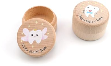 0XBIT Caja Guardar Dientes, 2 Piezas Caja Dientes de Leche Personalizar, Hecho a Mano Caja de Dientes con Patrón de Dientes de Leche, Caja Dientes de Leche Niña para Almacenamiento de Dientes