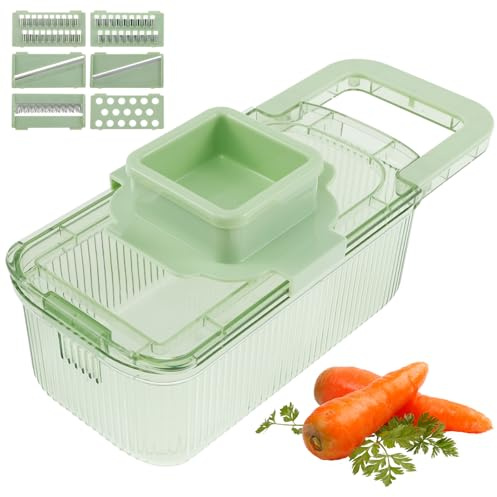 MENIBBLER Multifunctional Grater with 6 Cutting Tools, Efficient Chopper with Container, Mandoline Slicer Useful Food Chopper Versatile Vegetable Slicer Cutter for Kitchen Quick