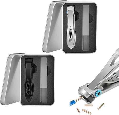 Libiyi Outfany Proclip Nagelknipser mit breiter Backenöffnung für dicke Nägel, Edelstahl, spritzwasserfrei, großer abgewinkelter Kopf, Zehennagelknipser mit breiter Öffnung (Silber + Schwarz)