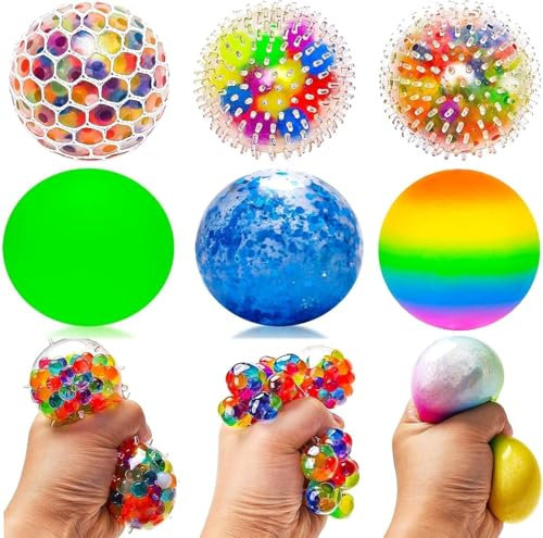 6 Stück Squishy Stressball, Antistressball Stressball Kinder, Regenbogen Squeeze Bälle Quetschball für Erwachsene ADHS, Angst, OCD Angst abbauen und Beruhigung