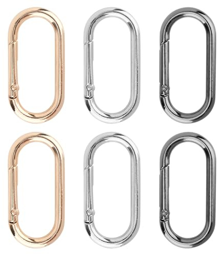 PEUTIER 6 Piezas Cierre de Anilla de Resorte, Ovalados, Clips a Presión Llaveros Ganchos a Presión Hebillas de Anillo de O para Bolsos Llaves Bolsos Fabricación de Manualidades, 4,9 x 2,4cm