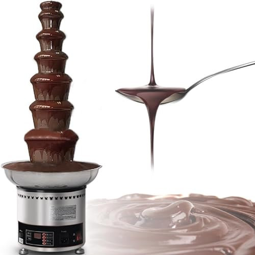 Large Capacity Chocolate Fountain Machine, 4/5/6/7 Tiers Commercial Chocolate Fondue Waterfall with Temperature Control, Sauce Heater for Party Restaurant Wedding Buffet Equipment(7th Floor)