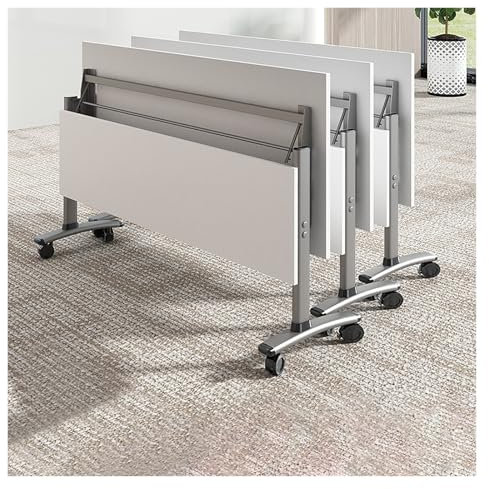 3PCS Konferenztisch Klappbar Auf Rollen, Besprechungstisch Klappbar, Klapptisch Schreibtisch Mit Rollen, Flip Top Mobiler Schulungstisch, Rechteckiger Schulungs-Seminartisch, Rechteckiger Klapptisch(1