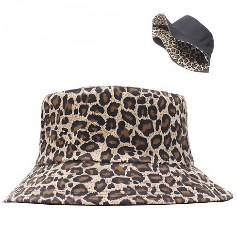 Zhenghebuy Leopardenmuster Fischerhut Sonnenhut UV Schutz Sommerhut Reversibel Bucket Hat Faltbar Faltbarer Eimer-Hut für Wandern Camping Reisen Angeln (56-58cm)