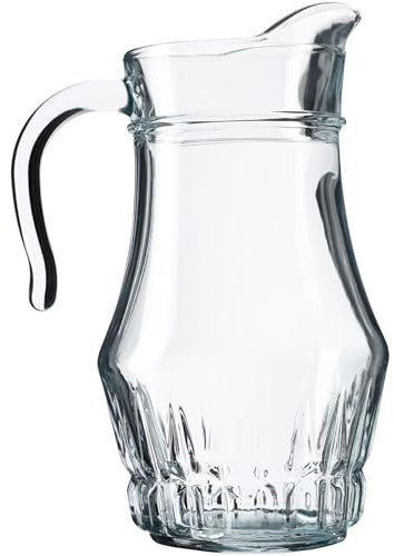 KADAX Jarra de Vidrio Transparente con una Capacidad de 1.5 Litros, Jarra de Cristal con Asa para Servir Bebidas Frías como Agua, Leche, Zumos, Limonadas y Más
