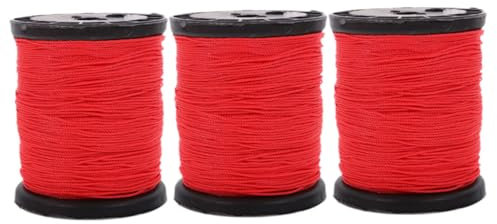 Veemoon 3 Rolls Nylon Masonry String Line for Building Projects – Strong Flexible Red Nylon Twine Cord 70 Pieces Construction Supply for Bricklaying and Outdoor Use