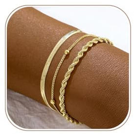 VIROMY Gold Armbänder für Frauen 14K Vergoldet Zarte Multi-Layer Gestapelt Zirkonia Armband Schlange Kubanische Schmuck Geschenke für Frauen