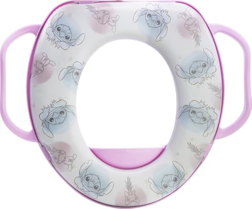 Tataway Inodoro infantil Soft con asas, reductor de inodoro con estampado de Disney Stitch, asiento cómodo y antideslizante, fácil de limpiar.