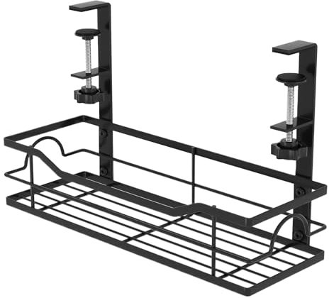 Plateau de Rangement pour Câbles sous Bureau, Panier de Rangement pour Fils Sous Bureau, Organisateur de Fils avec Panier de Stockage Gain de Place pour Chambre, Salon, Salle de Bain, Tablettes et Éco