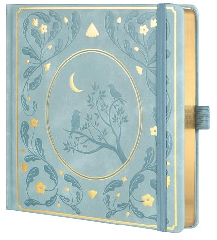 TIEFOSSI Diario de puntos, cuaderno de rejilla de puntos para mujeres y hombres, diario de tapa dura de cuero de PU, papel grueso 160 GSM, diario cuadrado 8 x 8