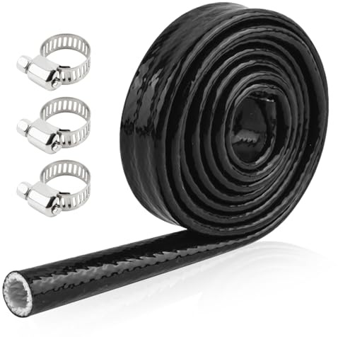 5Ft 3/8 ID Fuel Line Heat Shield Sleeve,Heat Resistant Wire Heats Shield with 3PCS Stainless Steel Clips,Heats Sleeve Automotive for Automotive Hoses and Wires Car Accessories