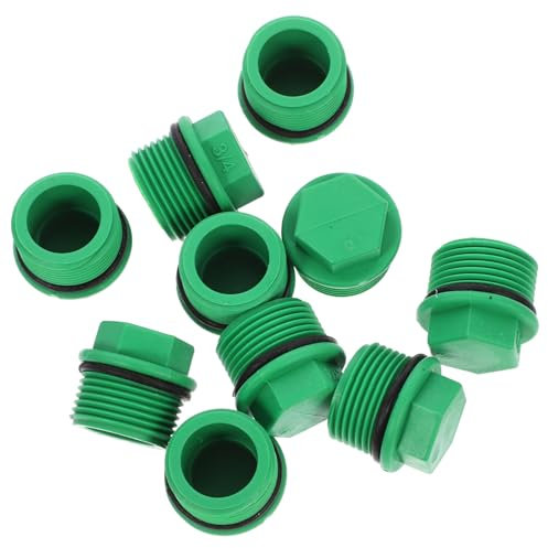 Toddmomy Bouchon de Tuyau D’arrosage Extérieur 3/4 Filetés Lot de 10 Verts, Accessoire D’extrémité pour Jardinage, Protection Saleté et Débris, Compatible Tuyaux Irrigation Pelouse
