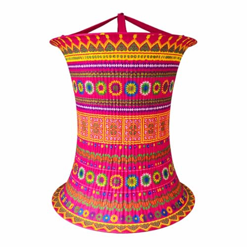 Asiatische Stofflaternen, Lampions im Ethno-Stil, Handgefertigte vietnamesische Lampions aus Brokatstoff, Hochzeitsdeko, Deko für zu Hause und Garten (Pink)