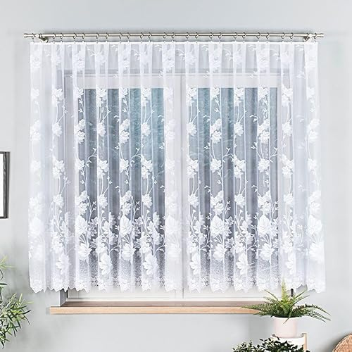 Gardinen Vorhangen Weiß 600x180 cm (BxH) Brigida Fertiggardine Modern Kräuselband Pflegeleicht Kurze Lange Wohnzimmer Fensterdeko Elegant