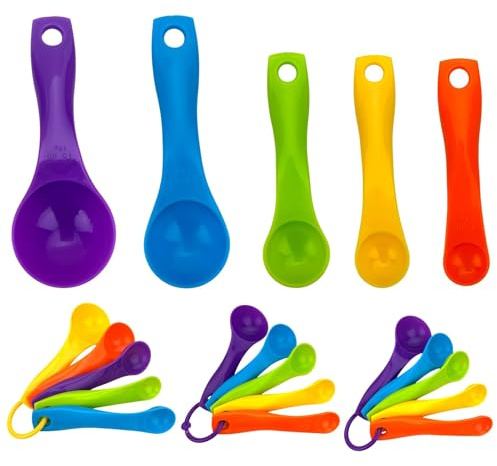 Juego de 15 cucharas medidoras, diferentes capacidades, cucharas dosificadoras, cucharas medidoras de gramos, cucharas dosificadoras para cocinar, hornear, dosificar (combinables)