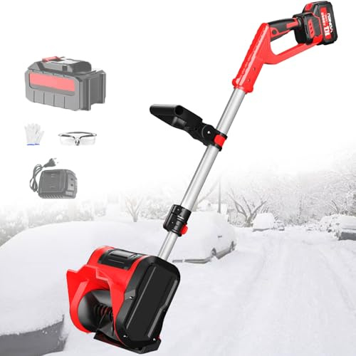 Atwynd Spazzaneve a Batteria da 2200 Giri/Min, Spazzaneve Elettrico con Impugnatura Anteriore Regolabile - per Patio, Terrazza, Vialetto, Piccolo Spazzaneve Portatile a Batteria