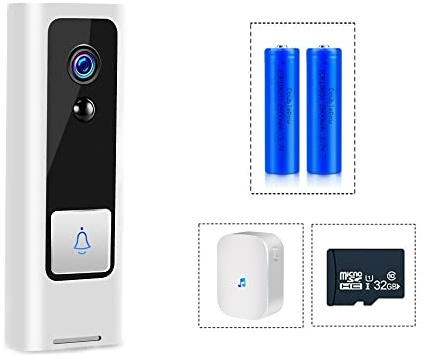 BINGNU Sonnette vidéo, Tuya 1080P HD vidéo Sonnette sans Fil bébé Moniteur Vie Intelligente Maison Porte Cloche téléphone PIR Mouvement sécurité interphone(Option 5)