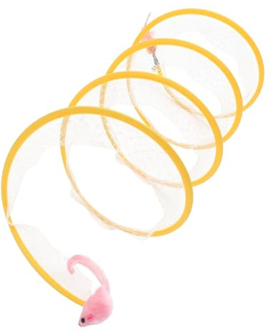 Rascheltunnel für Katzen, Katzentunnel Faltbar Spieltunnel Interaktives Tunnel Katze Katzenspielzeug mit Federspielzeug für Kleine Katzen Hund Hasen Cat Toys Spirale