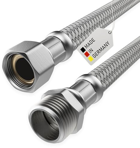 AWM Flexschlauch Panzerschlauch Edelstahl Anschlußschlauch Sanitär Heizung WC Solar Trinkwasser DVGW | KTW (1 ÜM x 1 AG | 100 cm | DN19)
