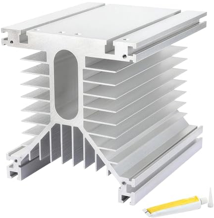 dissipatore di calore SSR, 250x125x136mm, dissipatore di calore in alluminio per relè a stato solido trifase 10-120A con silicone termoconduttivo bianco