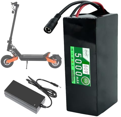 ZXLLAFT Batteria al Litio 60V 30Ah 25Ah 15Ah 12Ah 10Ah 8Ah 20Ah Batteria per Monopattino Elettrico 60V Batterie di Ricambio per Skateboard, Moto, Go-Kart con Caricabatterie,60v5ah 40mm