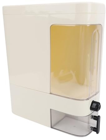 Eujgoov Risdispenser med Måttkopp PP Risförvaringsbehållare med Stor Kapacitet 25 Lbs Slim Pantry Organizer Fuktsäker Torrmat Dispenser för Kök och Familjebruk (Vit)