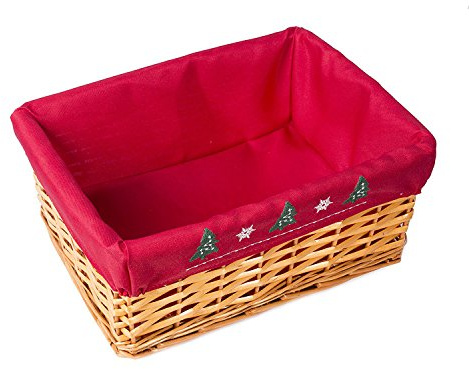Wickerfield Red lined Honey Wicker Trays Retail Display Christmas Hampers for Gift Packaging (Large)