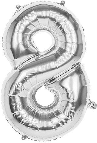 Boland 22038 Ballon Gonflable Chiffre 8 Argenté 86 cm
