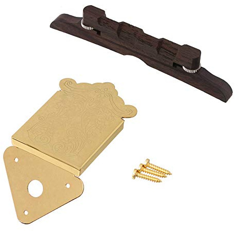 LYWS Verstellbarer Steg für Mandoline aus Palisander und goldfarbener Saitenhalter für Mandoline