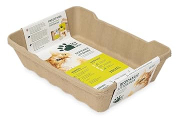 EcoPetBox – offene Katzentoilette mit hohem Rand – aus recyceltem Papier als geruchsarmes auslaufsicheres und hygienisches Einwegmodell ideal für Reisen ältere und kranke Katzen (3 Stück)