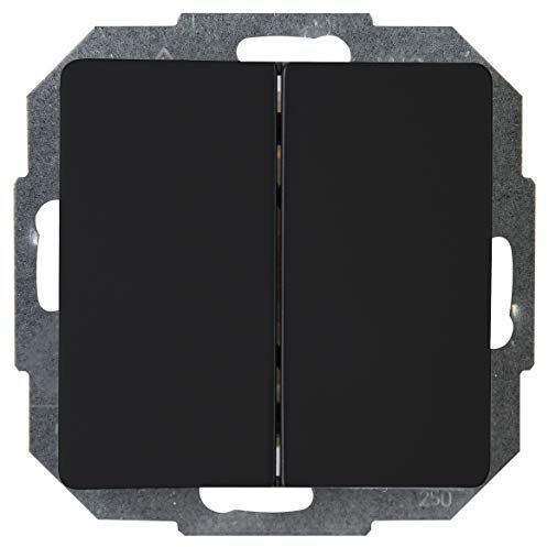 Kopp PARIS Serienschalter in Matt-Schwarz - Hochwertiger Doppel-Lichtschalter mit 10AX Schaltvermögen - IP20 Schalter-Unterputz mit Wippe & Steckklemmen - Stilvoller Doppelschalter 250V~