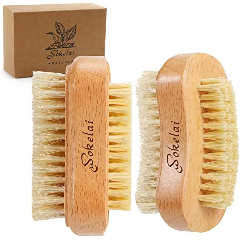 2 x Nagelbürsten Nagelbürste Handbürste Handwaschbürste Doppelseitige Bürste aus Borsten Naturholz für Maniküre Pediküre Handpflege für Männer, Frauen, Mädchen