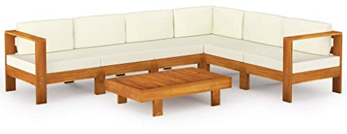 vidaXL 7-teiliges Garten-Lounge-Set mit Kissen 100 x 60 cm Akazienholz